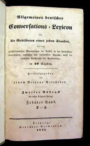 Allgemeines deutsches Conversations- Lexicon 10 Bände komplett 1840