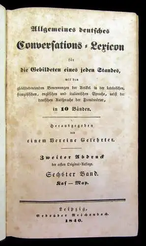 Allgemeines deutsches Conversations- Lexicon 10 Bände komplett 1840