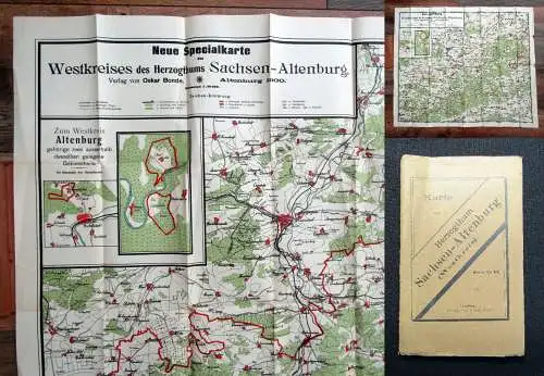 Karte vom Herzogthum Sachsen-Altenburg Westkreis Maßstab 1:70 000 um 1920 Guide