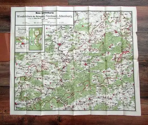 Karte vom Herzogthum Sachsen-Altenburg Westkreis Maßstab 1:70 000 um 1920 Guide