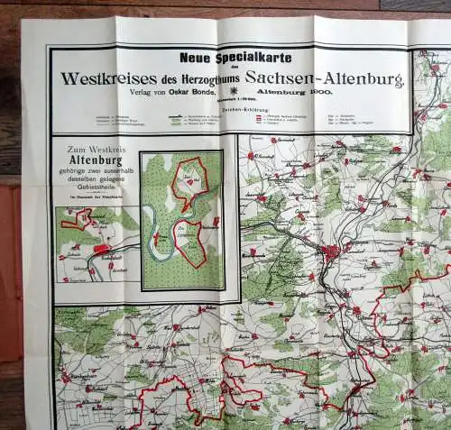 Karte vom Herzogthum Sachsen-Altenburg Westkreis Maßstab 1:70 000 um 1920 Guide