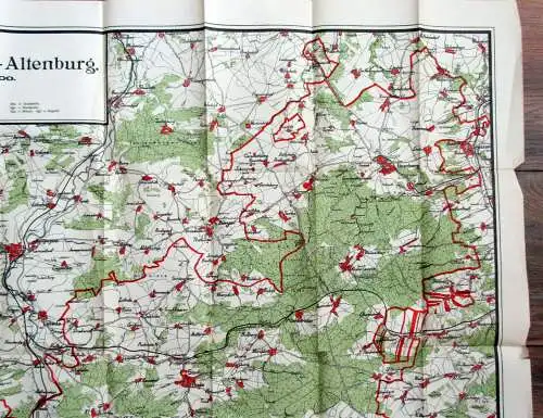 Karte vom Herzogthum Sachsen-Altenburg Westkreis Maßstab 1:70 000 um 1920 Guide