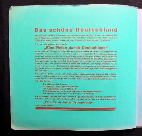 Sammelbilderalbum geg "Eine neue Reise durch Deutschland" 72 Zigarettenbilder