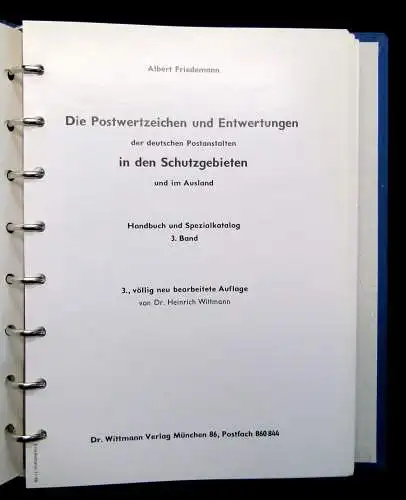 Die Postwertzeichen und Entwertungen der deutschen Postanstalten 3 Bde.1967-1969