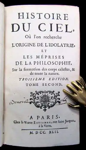 Pluche Noel Histoire du Ciel 2 Teile in 2 Bde 1742 Philosophie Geschichte