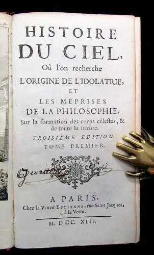 Pluche Noel Histoire du Ciel 2 Teile in 2 Bde 1742 Philosophie Geschichte