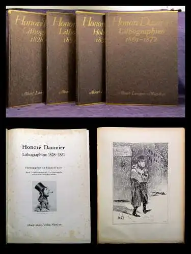 Honore Daumier 3 Bde. Lithographien + 1Bd. Holzschnitte komplett 1828- 1872