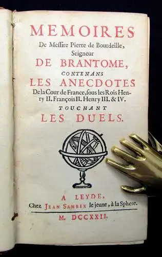 Brantome Memoires de Messire Pierre de Bourdeille 1722 Geschichte Hostorie