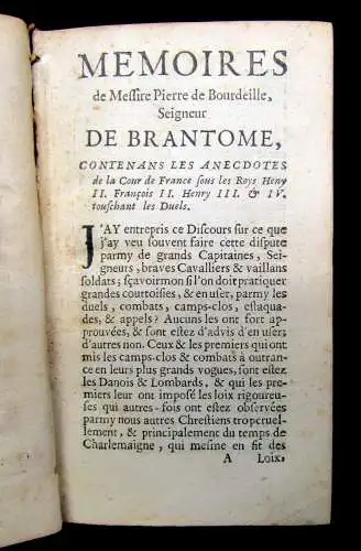 Brantome Memoires de Messire Pierre de Bourdeille 1722 Geschichte Hostorie