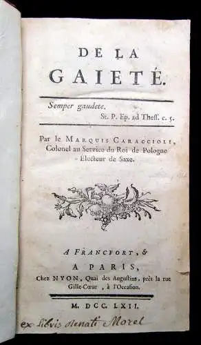 Caraccioli, Marquis de De la Gaiete 1762 Kurfürst Sachsen französisch Politik