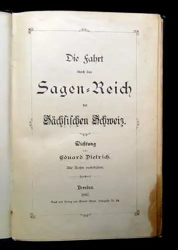 Dietrich Die Fahrt durch das Sagen- Reich der Sächsischen Schweiz 1887 Ortskunde