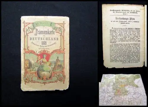 Prämienkarte von Deutschland 1869 Verlag A. Gestewitz No.2, 163 C Karte 53x69 cm