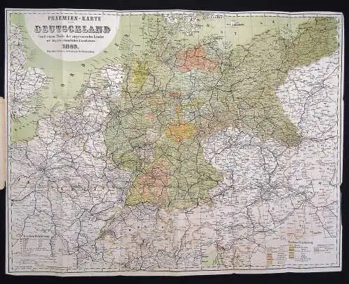 Prämienkarte von Deutschland 1869 Verlag A. Gestewitz No.2, 163 C Karte 53x69 cm