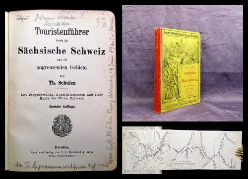 Schäfer Neues Wanderbuch durch Sachsen 1. Teil um 1900 Touristenführer Guide