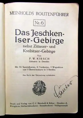 Kirsch Meinholds Routenführer Das Jeschken-Iser-Gebirge um 1900 Guide