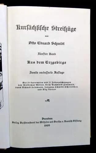 Schmidt Kursächsische Streifzüge Fünfter Band 1928 Geschichte Landeskunde