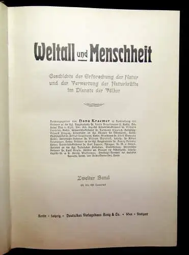 Kraemer Weltall und Menschheit 1900 Geschichte der Erforschung der Natur 5 Bde.