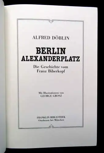 Biberkopf Alfred Döblin Berlin Alexanderplatz Halbleder mit Rundumgoldschnitt