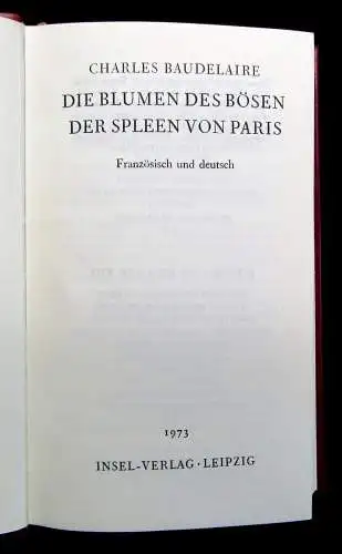 Baudelaire Die Blumen des Bösen, Der Spleen von Paris dekorativ 1973 Insel Verl.