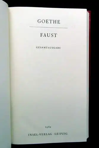 Goethe Faust Gesamtausgabe Ganzledereinband dekorativ 1969 Insel Verlag