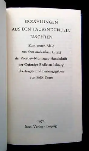 Tauer Erzählungen aus den TAUSENDUNDEINNÄCHTEN "kleine Ausgabe" 1971 Insel Verl.