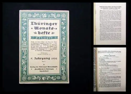 Pflüger Thüringer Monatshefte 9. Jahrgang 1932 Heft 1 Unterhaltung Ortskunde