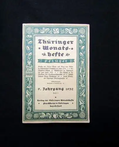 Pflüger Thüringer Monatshefte 9. Jahrgang 1932 Heft 1 Unterhaltung Ortskunde