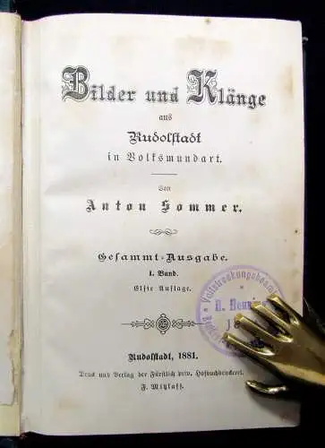 Sommer Bilder und Klänge aus Rudolstadt in Volksmundart 1.Bd. apart 1881