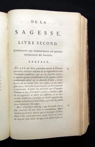 De La Sagesse Par Charron **seltene Jean Servieres** Ausgabe 1783 3 Bde. in 1