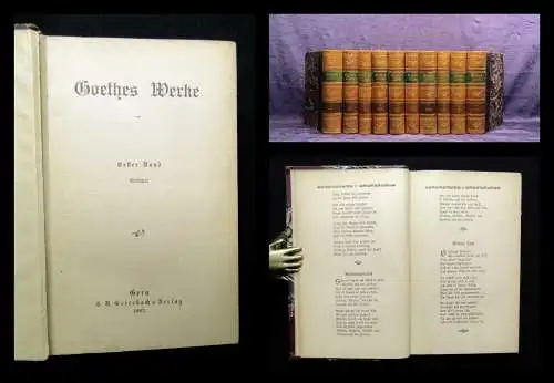 Goethes Werke 10 Bände komplett Halbleder dekorativ 1897 Literatur Belletristik