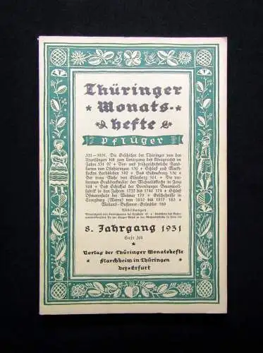 Pflüger Thüringer Monatshefte 1.Halbjahr 1930 in Original Mappe Heft 1-12 in 9