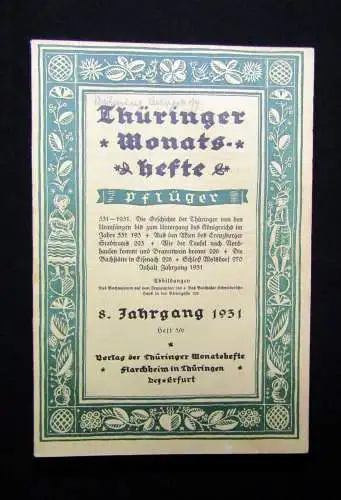 Pflüger Thüringer Monatshefte 1.Halbjahr 1930 in Original Mappe Heft 1-12 in 9