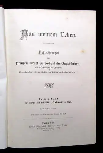 Prinz Kraft zu Hohenlohe-Ingelfingen Aus meinem Leben 1897-1907 Literatur