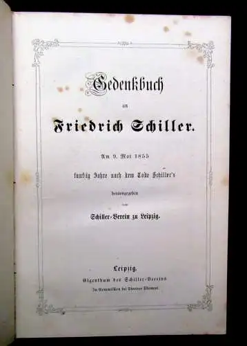 Schiller-Verein Gedenkbuch an Friedrich Schiller um 1900 dekorative Gedenkausg.