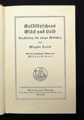 Magda Trott 8 Bände Goldköpfchen Original-Ausgaben um 1930 Literatur