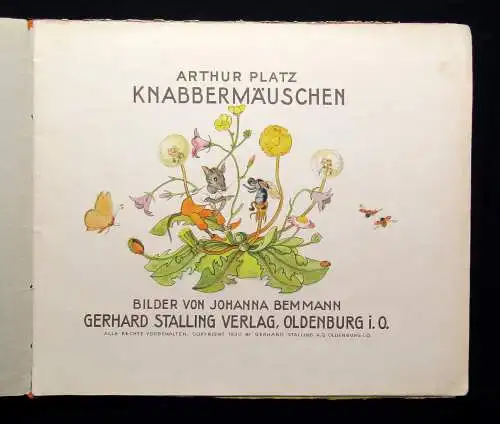 Arthur Platz Knabbermäuschen ohne Jahr um 1930 Kinderbuch Bilderbuch