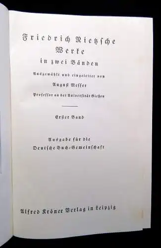 Friedrich Nietzsche Werke in zwei Bänden um 1900 Literatur Klassiker