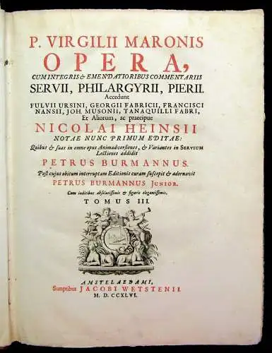 Virgilii Opera, cum Integris & Emendatioribus Commentariis Servii 4 Bände 1746