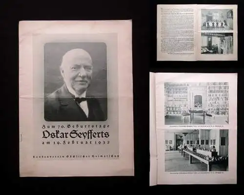 Prospekt Zum 70.Geburtstag Oskar Seyfferts am 19.Febraur 1932 Kunst und Kultur