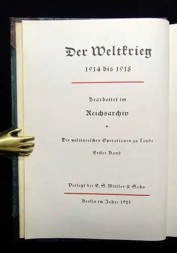 Der Weltkrieg 1914 bis 1918 Bd.1 apart Die Grenzschlachten im Westen 1925