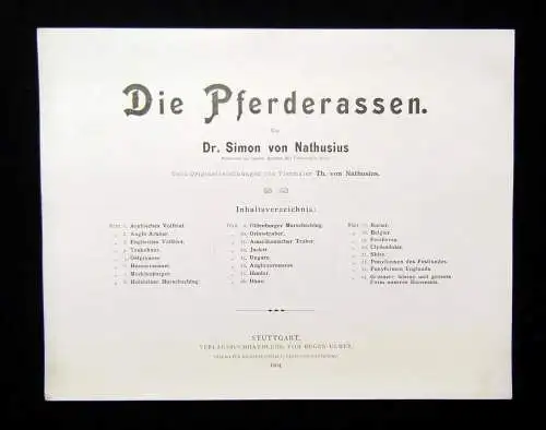 Nathaius Atlas der Rassen und Formen 1.Serie Die Pferderasen mit 24 Tafeln 1904