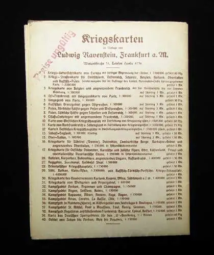 Ravensteins Deutsche Kriegskarten Nr.4 um 1915 Ost-Frankreich mit Beikarte Paris