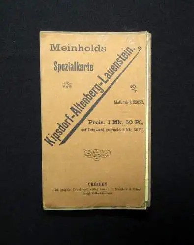 Meinholds Spezialkarte Kipsdorf-Altenberg-Lauenstein um 1910 ca.77 x 60 cm