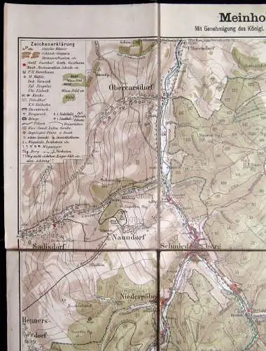 Meinholds Spezialkarte Kipsdorf-Altenberg-Lauenstein um 1910 ca.77 x 60 cm