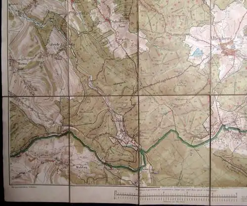 Meinholds Spezialkarte Kipsdorf-Altenberg-Lauenstein um 1910 ca.77 x 60 cm