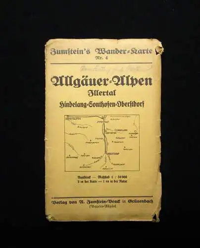 Zumstein´s Wanderkarte Nr.4 Allgäuer Alpen Illertal Hindelang-Sonthofen 1923