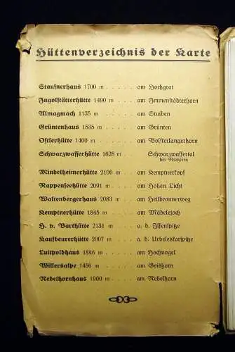 Zumstein´s Wanderkarte Nr.4 Allgäuer Alpen Illertal Hindelang-Sonthofen 1923