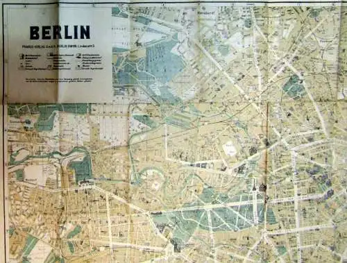 Pharus Plan von Berlin ca. 56 x 75 cm Maßstab 1: 300 000 Ortskunde Führer 1925