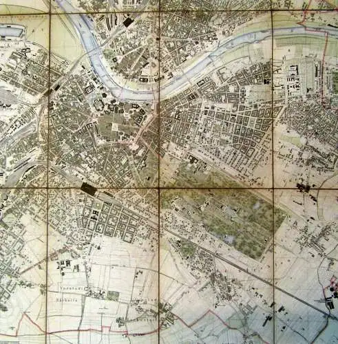 Vermessungsamt Plan von Dresden auf Leinen gezogen 1904 ca.89x 111 cm 1:10 000