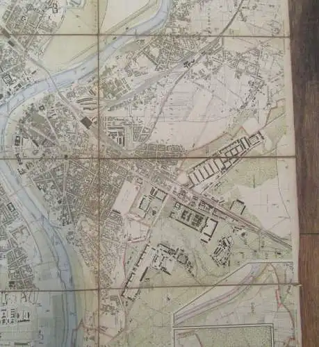 Vermessungsamt Plan von Dresden auf Leinen gezogen 1904 ca.89x 111 cm 1:10 000